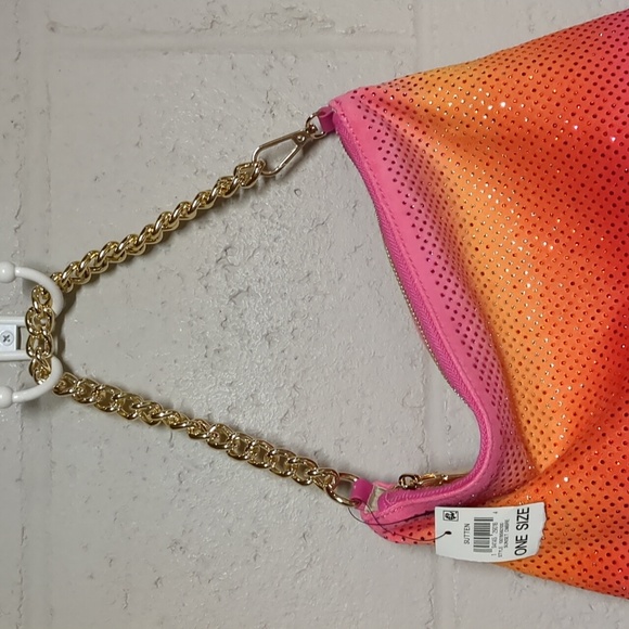 Ombre Slouchy Chainlink Strap Clutch Small Shoulder Bag NWT - Picture 4 of 6